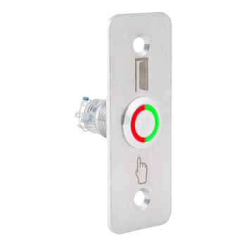 High surface finish Ø19 mm push button with 35 mm wide shield - NO/NC - red-green LED