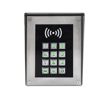 DP RFID reader and code-lock with physical keypad and stainless steel raincover