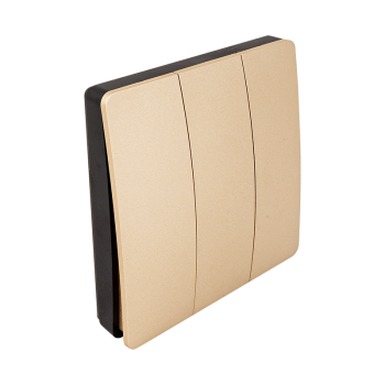 Kinetic pushbutton switch with built-in RF transmitter, 3 channel, golden