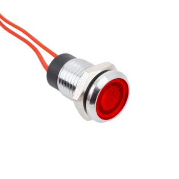 Indicator - piros - 12V DC - 8 mm diameter - 20 cm long wires