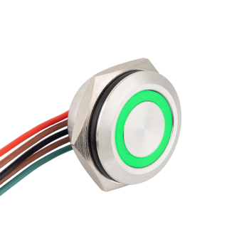 FLM16-FJ-4-E-rdgn - Flat-surface push button for 16 mm hole, NO-COM output, red-green LED, IP67