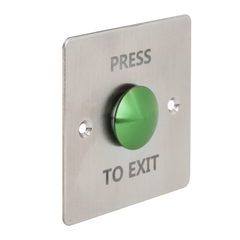 Flat mushroom shaped push button with 86x86 mm shield - NO-NC - green