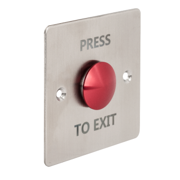 Flat mushroom shaped push button with 86x86 mm shield - NO-NC - red