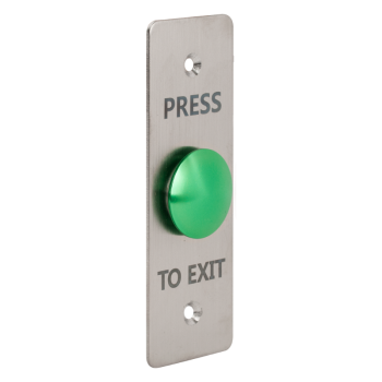 Flat mushroom shaped push button with 115x40 mm shield - NO-NC - green