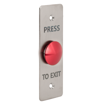Flat mushroom shaped push button with 115x40 mm shield - NO-NC - red