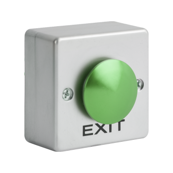 Flat mushroom shaped push button in 53x53 mm box - NO/COM - green