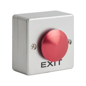 Flat mushroom shaped push button in 53x53 mm box - NO/COM - red