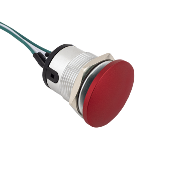 Flat mushroom shaped push button without shield - NO-NC - red