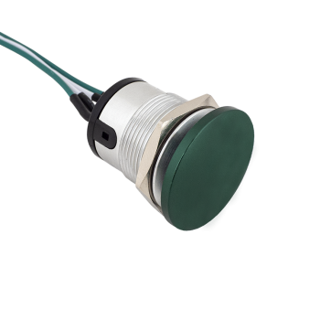 Flat mushroom shaped push button without shield - NO-NC - green