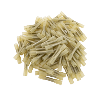 Crimpable waterproof cable splice with heat-shrink tubing insulation.