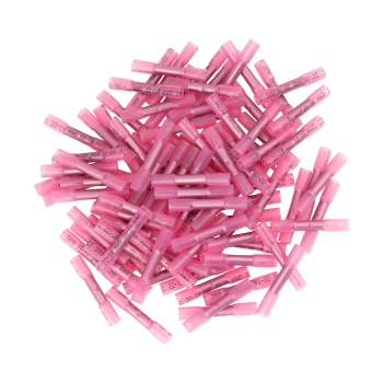 Crimpable waterproof cable splice with heat-shrink tubing insulation.