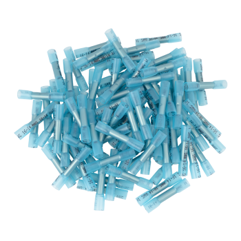 Crimpable waterproof cable splice with heat-shrink tubing insulation.