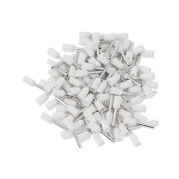 Ferrule for AWG22 (0.5mm²) wire, 8mm long with white sleeve (100 pcs/pack)