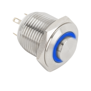 Push-button with high surface finish for 16mm hole-NO with blue LED ring