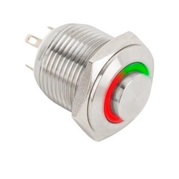 Push-button with high surface finish for 19mm hole-NO with red-green LED ring