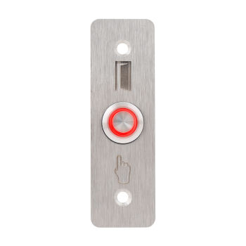 High surface finish Ø16 mm push button with 28 mm wide shield - NO - red LED