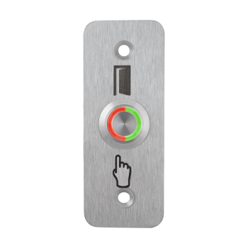 High surface finish Ø19 mm push button with 35 mm wide shield - NO - red-green LED