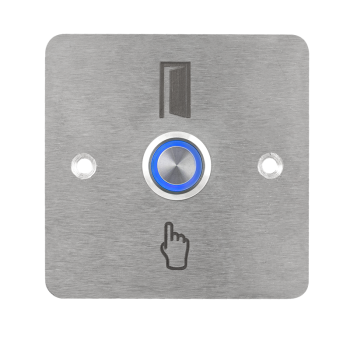 High surface finish Ø16 mm push button with 86 mm wide shield - NO - blue LED
