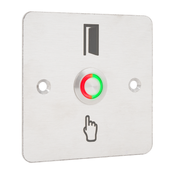 High surface finish Ø19 mm push button with 86 mm wide shield - NO - red-green LED