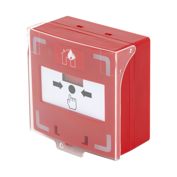 Resetable switch call point for fire protection system, with sound and light signals - red