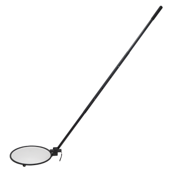 Wheeled chassis inspection mirror with LED illumination