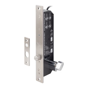 Electric motor lock for a single leaf door - Fail-secure - can be opened with a key - 12-28V DC - door and lock status feedback - timing - LED