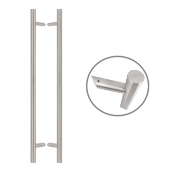 Cylindrical 1200 mm long INOX handle pair with 45° legs - 32 mm tube diameter