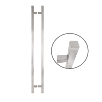 Square profile 1200 mm long INOX handle with 90° legs - 30x30 profile size