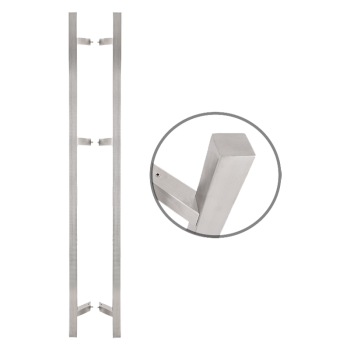 Square 1800 mm long INOX handle with 45° feet - 30x30 profile size