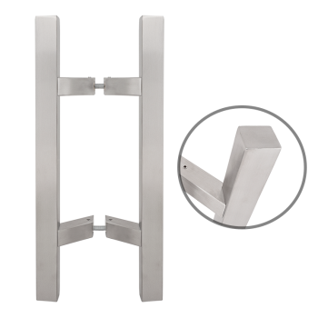 Square profile 400 mm long INOX handle with 45° legs - 30x30 profile size