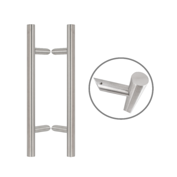 Cylindrical 500 mm long INOX handle pair with 45° legs - 25 mm tube diameter