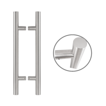 Cylindrical 500 mm long INOX handle pair with 90° legs - 32 mm tube diameter