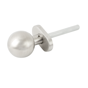 Doorknob with a 90° offset, brushed INOX finish, 2 mounting points and a round rosette