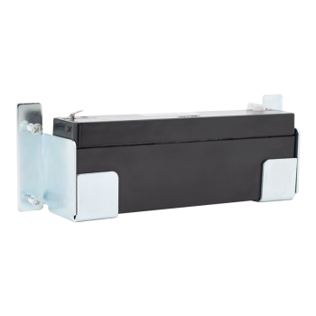 Bracket for mounting a battery on a sliding door automation rail