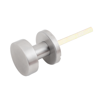 Flat round straight-neck knob, fixed, INOX, with round address and 4 fixing points