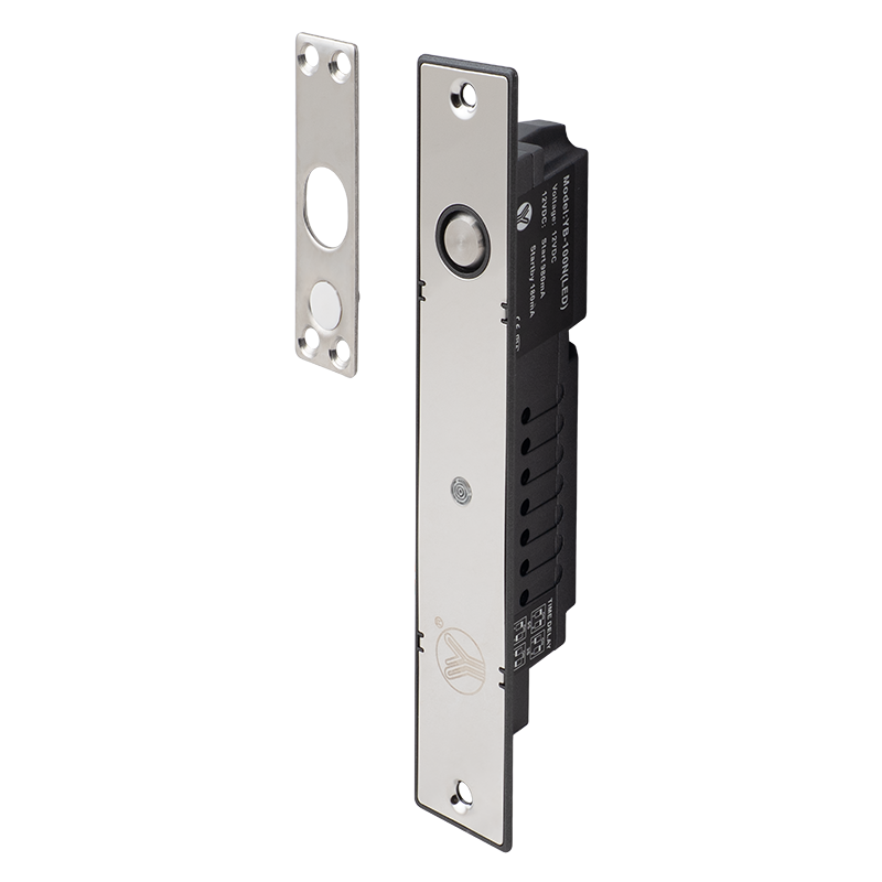 Electric bolt lock - 12V DC - fail-safe - door status monitoring - auto-close timing - LED