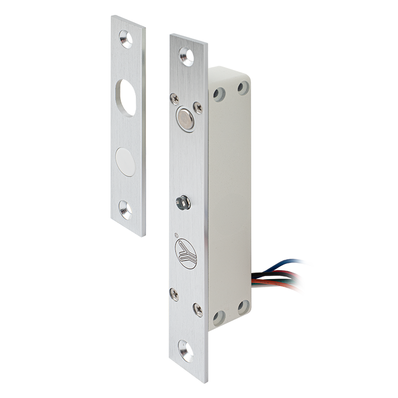 Mini flush-mounted electric bolt lock - 12V DC - fail-safe - door status monitoring - adjustable automatic closing time