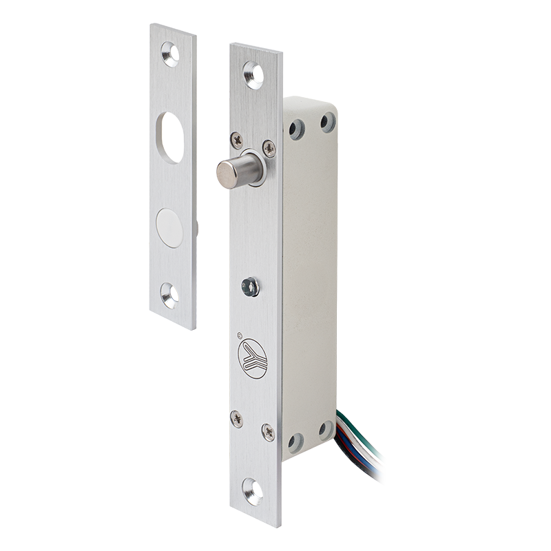 Mini flush-mounted electric bolt lock - 12V DC - fail-secure - door status moitoring - adjustable automatic closing time
