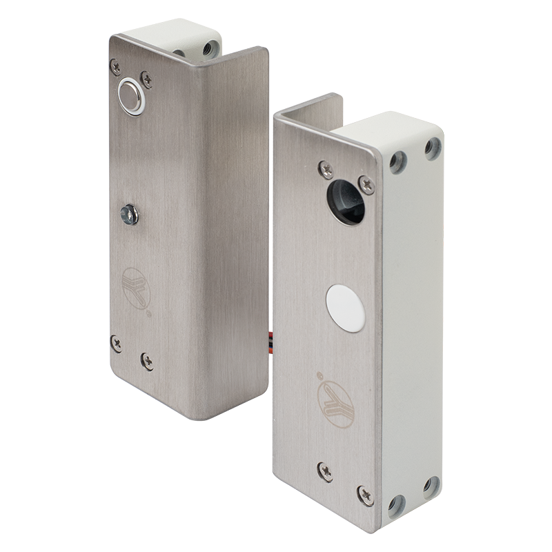 Mini glass door-mounted electric bolt lock - 12V DC - fail-safe - door status monitoring - adjustable automatic closing time
